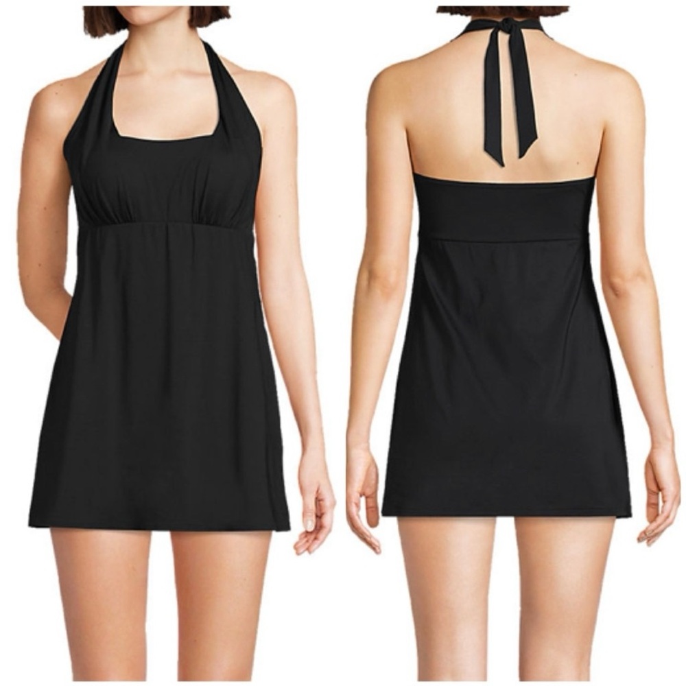Lands' End Black Halter One-Piece Swim dress - Picture 5 of 8